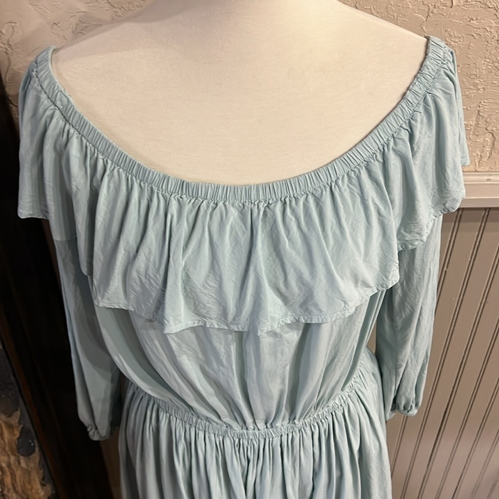 Wrangler Light Blue Off-Shoulder Mini Dress - Picture 3 of 4